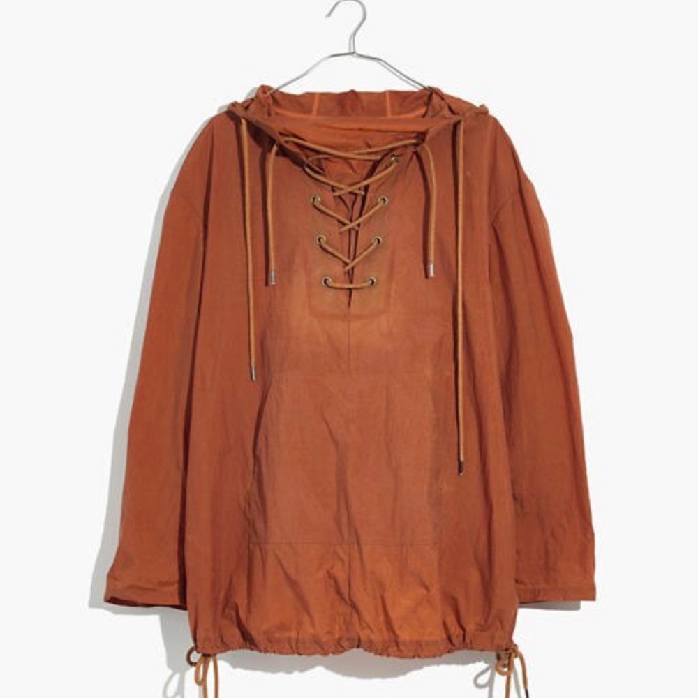 NWOT Madewell rust orange rain jacket size L